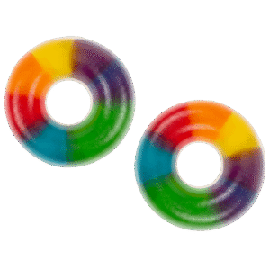 Aros multicolor brillo de gelatina con acabado brillante y colores intensos