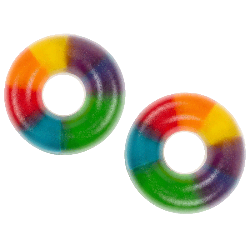 Aros multicolor brillo de gelatina con acabado brillante y colores intensos