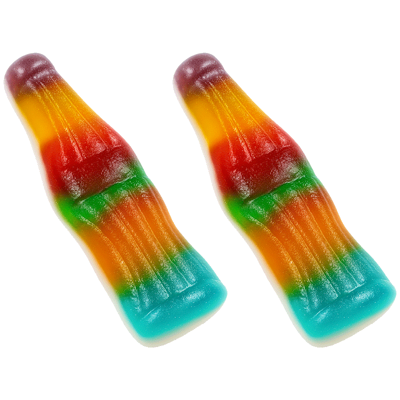 Botellas multicolor brillo de gelatina con acabado brillante y colores intensos