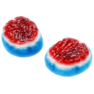 Cerebros rellenos brillo de gelatina con acabado brillante y centro jugoso