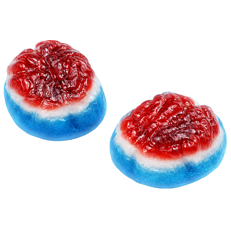 Cerebros rellenos brillo de gelatina con acabado brillante y centro jugoso