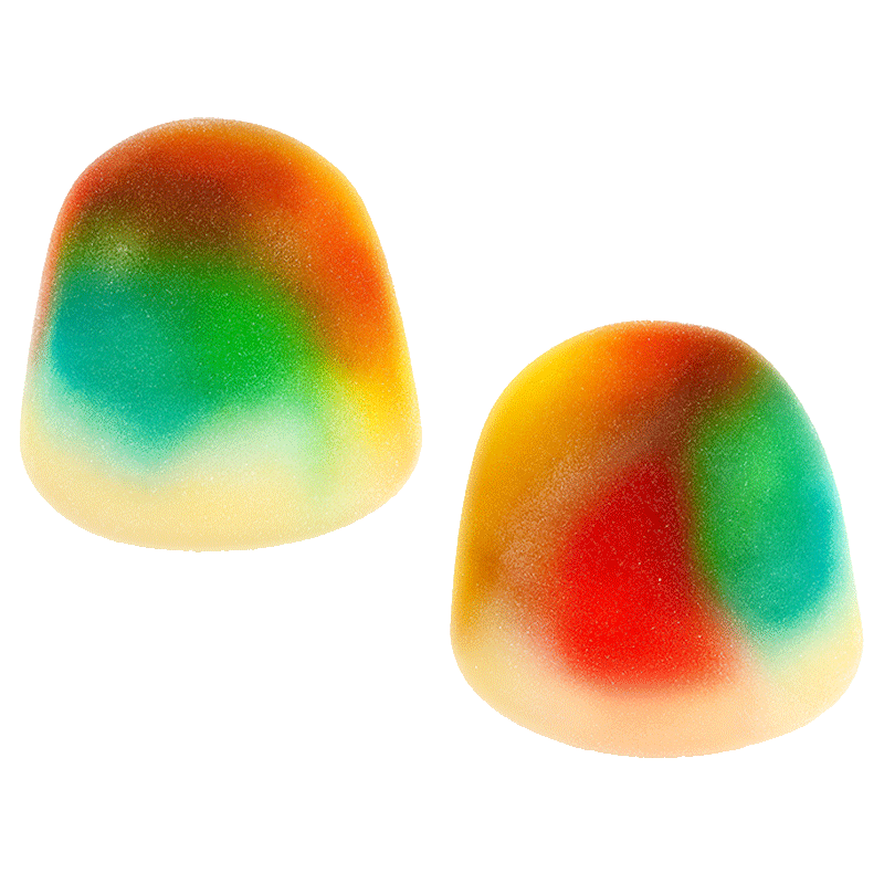 Besos multicolor brillo de gelatina con acabado liso y colores vivos