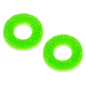 Aros de manzana pica verdes con azúcar ácido en forma de anillo