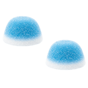 Besos azules azúcar de gelatina con cobertura azucarada sabor frambuesa