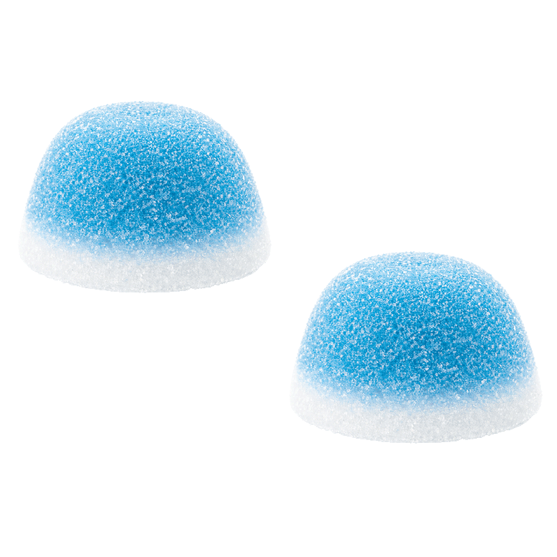 Besos azules azúcar de gelatina con cobertura azucarada sabor frambuesa
