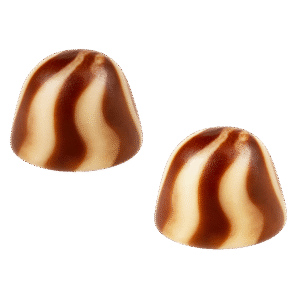 Besos twist cola brillo de gominola bicolor marrón y crema con acabado brillante