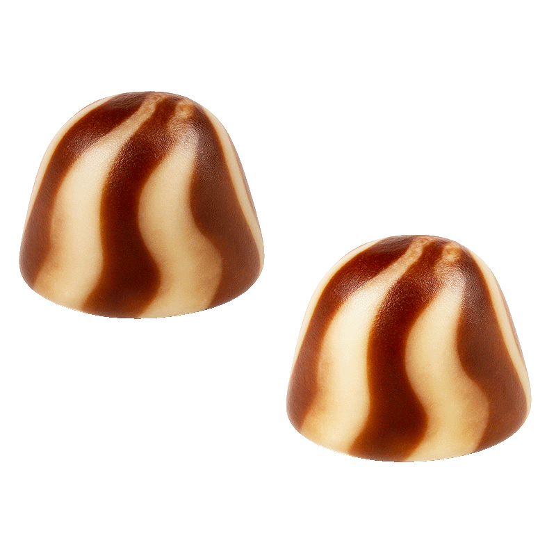 Besos twist cola brillo de gominola bicolor marrón y crema con acabado brillante