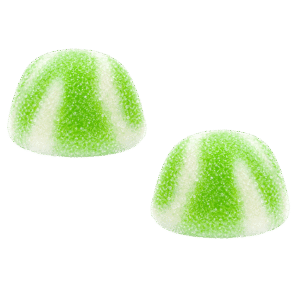 Besos twist verdes azúcar de gelatina con cobertura azucarada sabor manzana