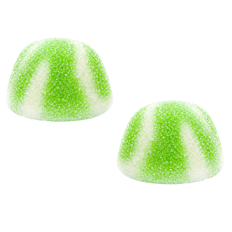 Besos twist verdes azúcar de gelatina con cobertura azucarada sabor manzana