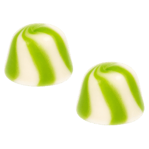 Besos twist manzana brillo de gominola bicolor verde y blanco con sabor manzana