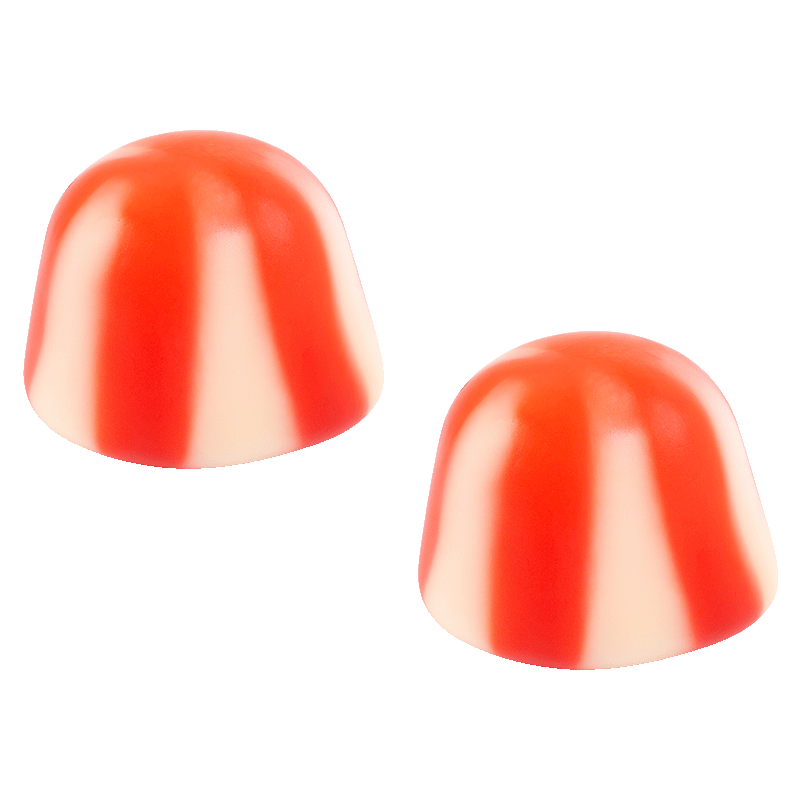 Besos twist rojo brillo de gominola bicolor roja y blanca con acabado brillante