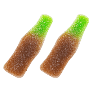Botellas cola azúcar de gelatina con cobertura azucarada sabor cola