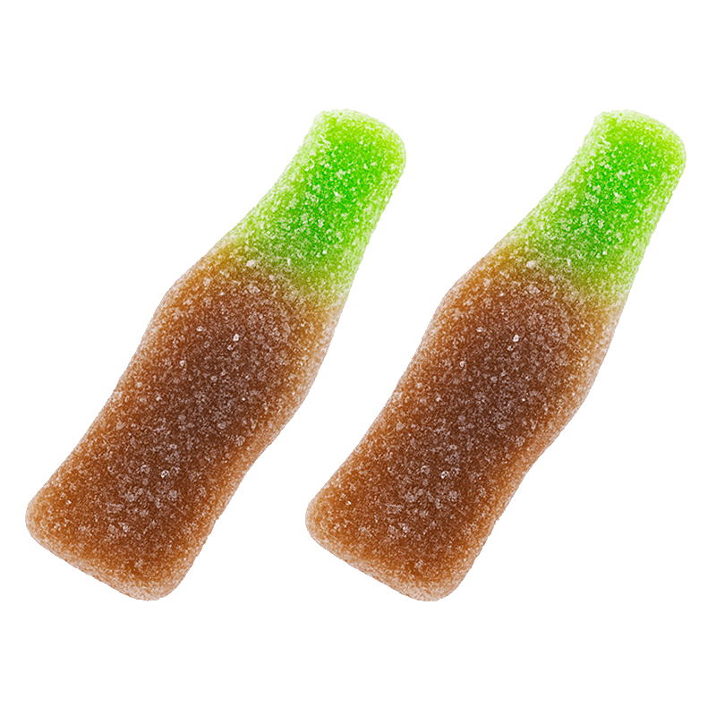 Botellas cola azúcar de gelatina con cobertura azucarada sabor cola