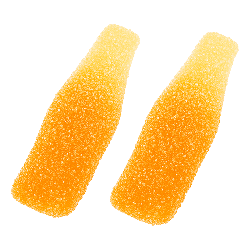 Botellas naranja pica ácidas con azúcar y textura gelatinosa