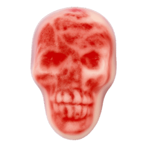 Calaveras rellenas brillo de gelatina con acabado brillante y centro jugoso