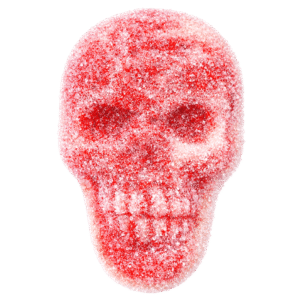 Calaveras rellenas pica de gelatina con recubrimiento ácido y centro jugoso