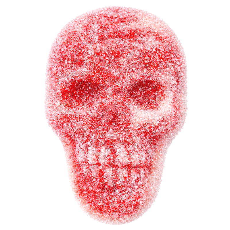 Calaveras rellenas pica de gelatina con recubrimiento ácido y centro jugoso
