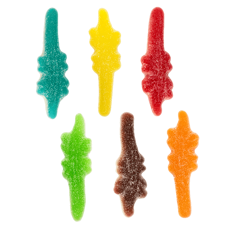 Cocodrilos pica ácidos surtidos de colores con azúcar