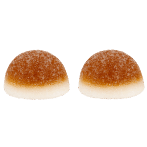 Cocos azúcar de gelatina con forma redondeada y cobertura azucarada sabor coco