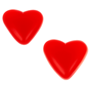 Gominolas Corazones Fresa Nata Brillo con acabado brillante y forma de corazón rojo