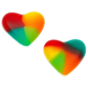 Corazón multicolor brillo de gelatina con acabado brillante y colores intensos