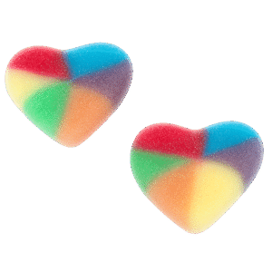 Corazón multicolor pica de gelatina con pica y colores intensos