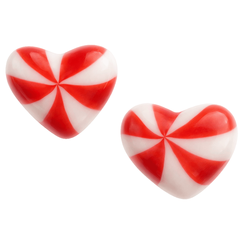 Gominolas Corazones Twist Fresa Nata Brillo con forma de corazón y espiral roja y blanca brillante