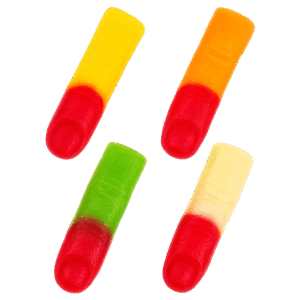 Gominolas Dedos Surtido Brillo de colores surtidos con forma de dedo y acabado brillante