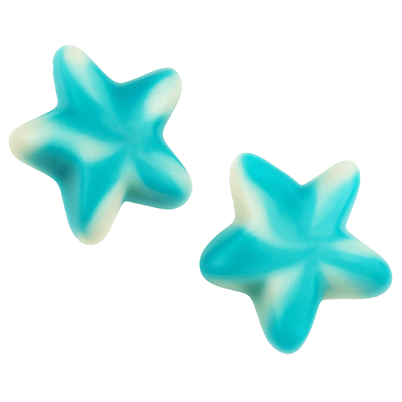 Gominolas Estrellas Twist Azules Brillo con forma de estrella y acabado brillante