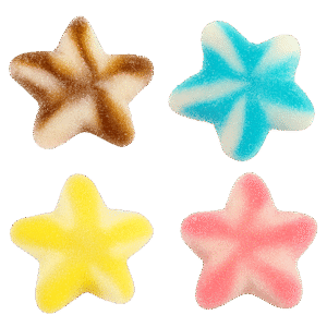 Estrellas twist surtidas recubiertas de azúcar de colores variados