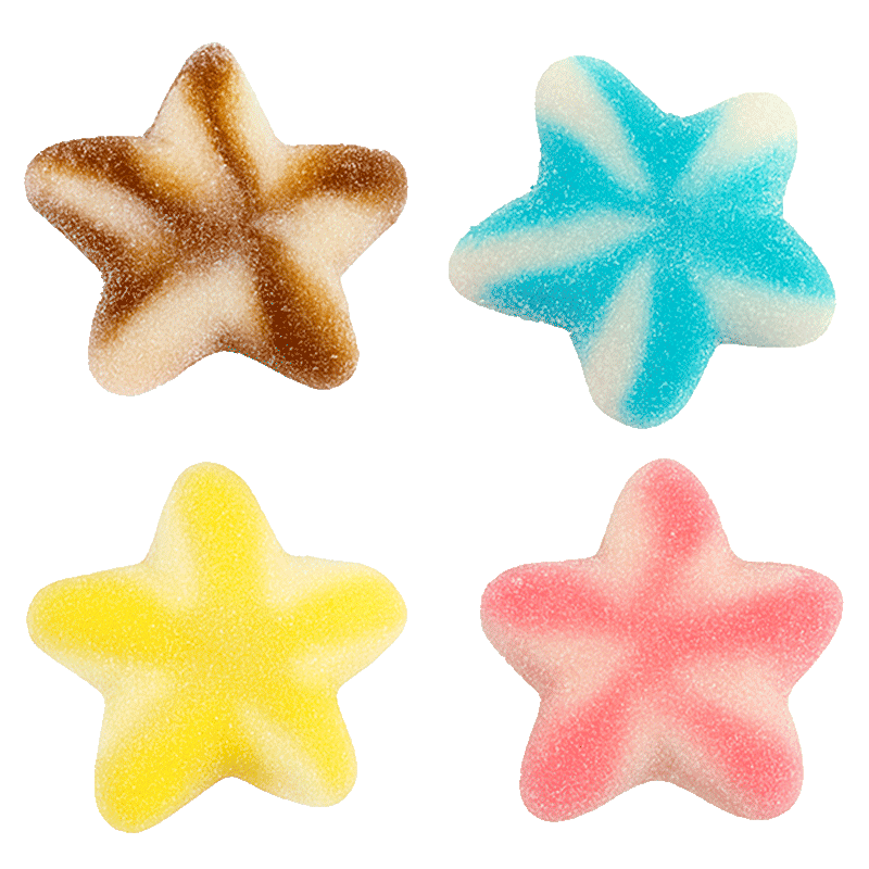 Estrellas twist surtidas recubiertas de azúcar de colores variados