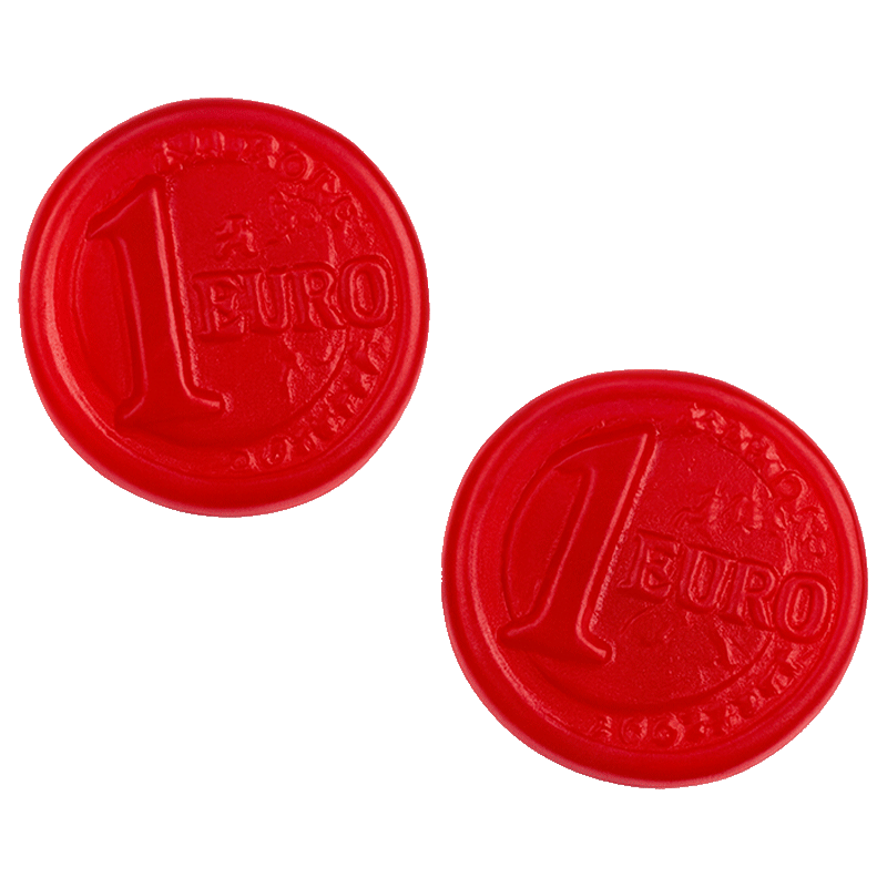 Gominolas Euros Rojos Brillo con forma de moneda y acabado brillante