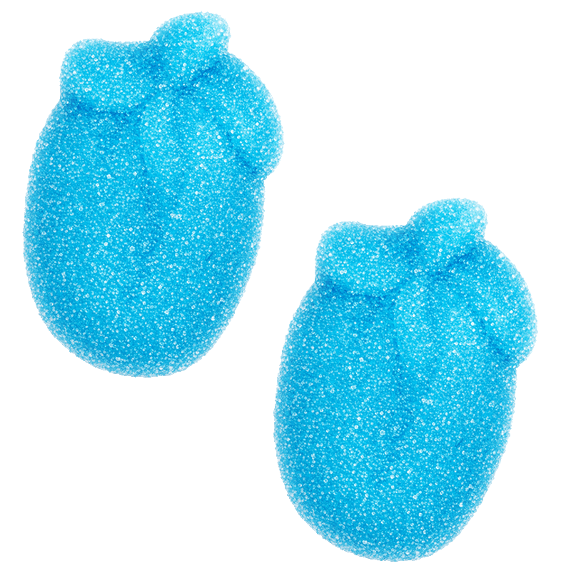 Frambuesas batidas de gelatina azules recubiertas de azúcar