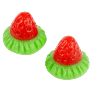 Gominolas Fresolas Brillo con forma de fresa roja y base verde
