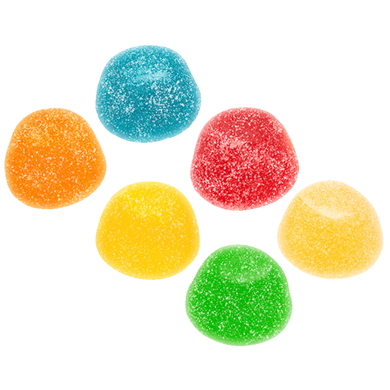 Gominolas de fruta surtida recubiertas de azúcar en colores variados