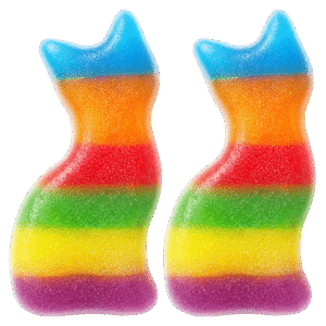 Gatos multicolor brillo de gelatina con acabado brillante y colores vivos