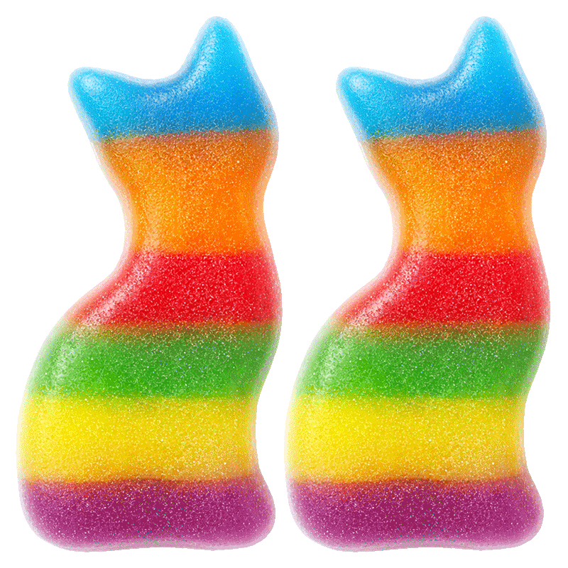 Gatos multicolor brillo de gelatina con acabado brillante y colores vivos