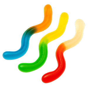 Gominolas gusanos brillo de colores surtidos con acabado brillante