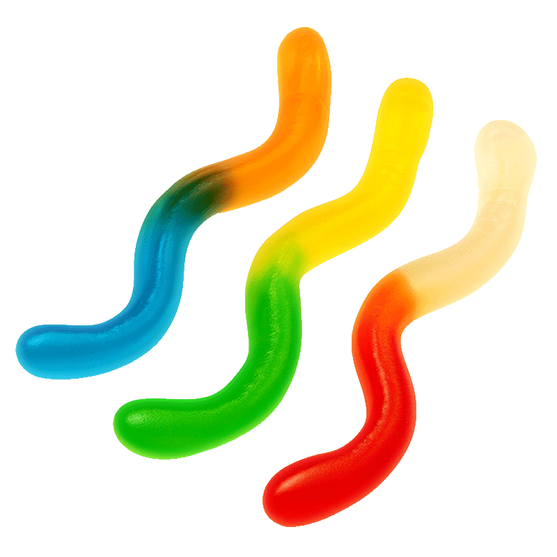 Gominolas gusanos brillo de colores surtidos con acabado brillante