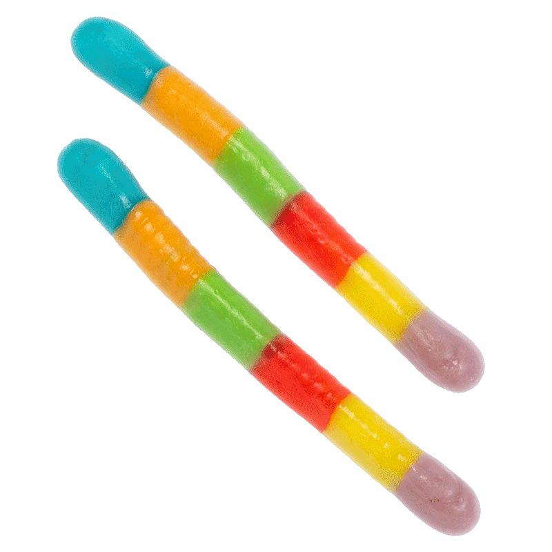 Gusanos multicolor brillo de gelatina con acabado brillante y colores vivos