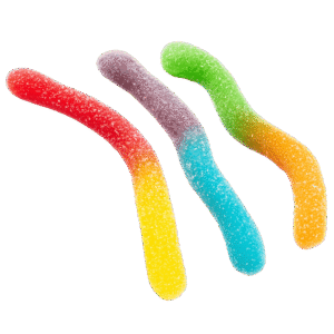 Gusanos pica ácidos surtidos con azúcar en colores vivos
