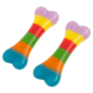 Huesos multicolor brillo de gelatina con acabado brillante y colores vivos