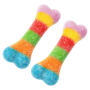 Huesos multicolor pica de gelatina con pica y colores surtidos