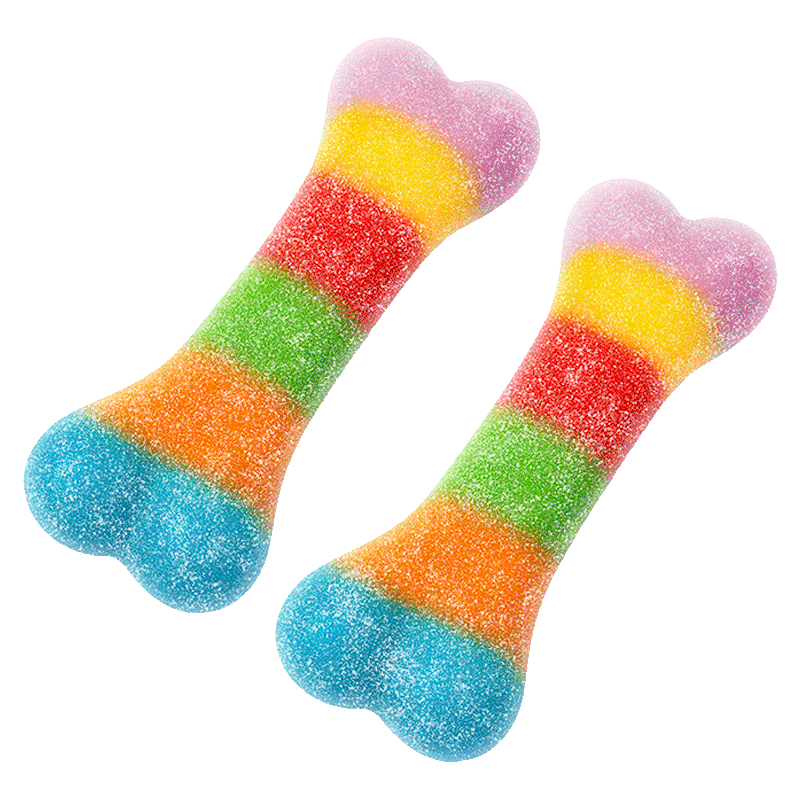 Huesos multicolor pica de gelatina con pica y colores surtidos