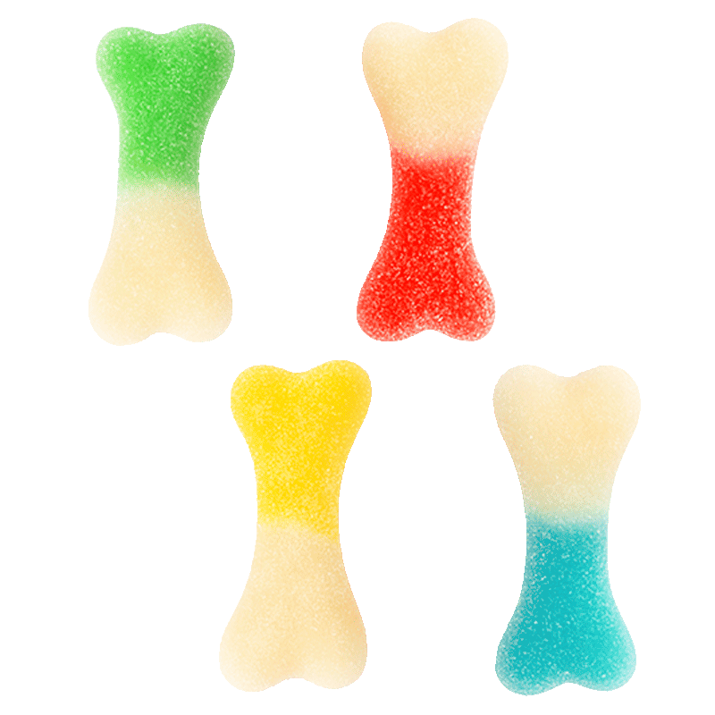 Huesos surtidos pica ácidos de colores con azúcar