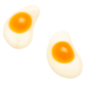 Gominolas huevos fritos brillo con yema amarilla y clara blanca