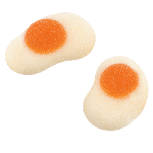 Huevos fritos pica ácidos de golosina con azúcar