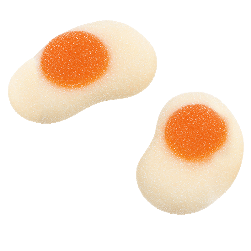 Huevos fritos pica ácidos de golosina con azúcar