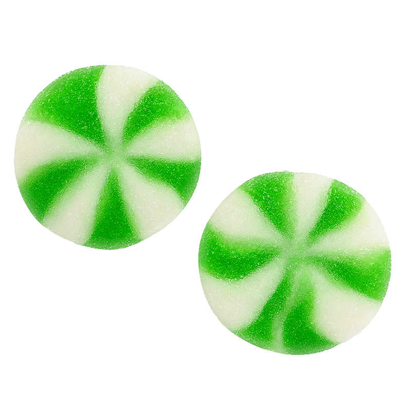 Kiwis pica ácidos de golosina verde y blanco con azúcar