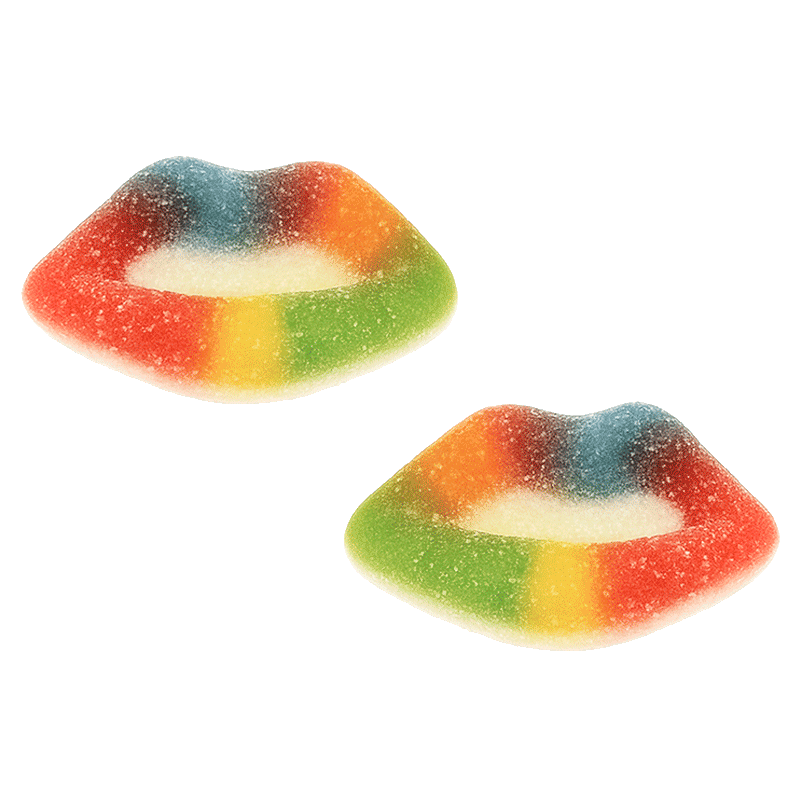 Labios multicolor pica de gelatina con recubrimiento ácido y colores surtidos